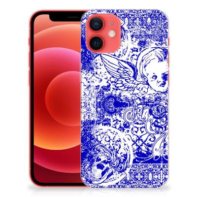 Silicone Back Case iPhone 12 Mini Angel Skull Blauw Silicone Back Case iPhone 12 Mini Angel Skull Blauw