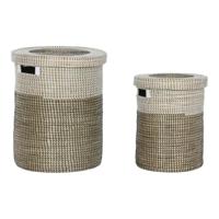 Home ESPRIT Cupset, wit, zwart, natuur, zeegras, 44 x 44 x 51 cm (2 stuks)