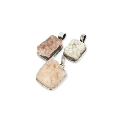 Zilveren hanger Apofyliet - roze / wit Zilveren hanger Apofyliet - roze / wit