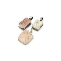 Zilveren hanger Apofyliet - roze / wit