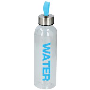 Waterfles / drinkfles / sportfles - transparant/blauw - kunststof - 550 ml - schroefdop