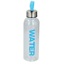 Waterfles / drinkfles / sportfles - transparant/blauw - kunststof - 550 ml - schroefdop