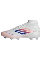 adidas F50 League Mid voetbalschoenen voor dames, stevige grondschoenen, Wolk Wit Lucide Blauw Zonne-Rood, 39 1/3 EU
