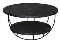 Livingfurn Salontafel Norris Mangohout en staal, 65cm - Zwart - Rond - thumbnail