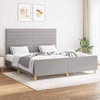 vidaXL Bedframe met hoofdeinde stof lichtgrijs 160x200 cm, bed, ledikant, tweepersoonsbed, slaapmeubel, bedbodem, bedden, slaapmeubels, slaapmeubelen