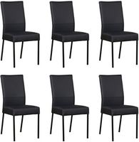 Set van 6 Donkerblauwe leren moderne eetkamerstoelen Real - poot vierkant zwart - Toledo Leer Pacific (donkerblauw leer)