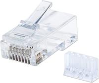 Intellinet 90604 Cat6 RJ45 modulaire stekker (UTP, 3-punts adercontact, voor massieve draad), doorzichtig, verpakking met 90 stuks