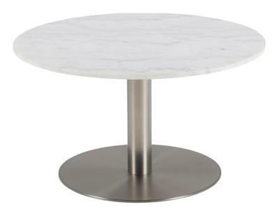 Bendt Ronde Salontafel 'Clement' Ø80cm, Wit Marmer/Chrome, kleur Wit / Chroom