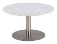 Bendt Ronde Salontafel 'Clement' Ø80cm, Wit Marmer/Chrome, kleur Wit / Chroom