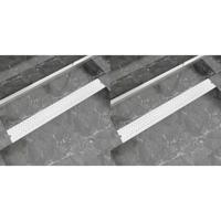 vidaXL Doucheafvoer 2 st rechthoekig bubbel 930x140 mm roestvrij staal