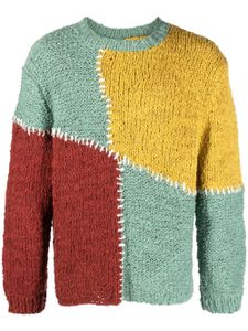 The Elder Statesman decorative-stitching knitted cotton jumper - Vert