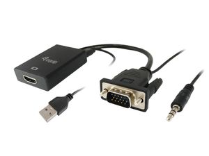 Equip 119038 video kabel adapter 0,2 m VGA (D-Sub) + 3.5mm DVI-D + USB Zwart