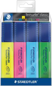 Staedtler Markeerstift Textsurfer Classic, etui van 4 stuks: geel, roze, blauw en groen