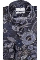 Thomas Maine Tailored Fit Overhemd bruin, Bloemen - thumbnail