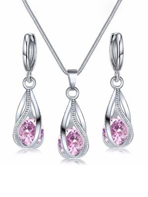 Kristal oorbellen Halsketting Set