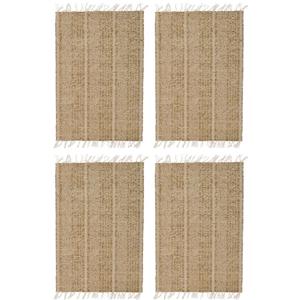 12x Beige/naturel gevlochten placemat 33 x 47 cm rechthoek