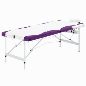 VidaXL Massagetafel inklapbaar 3 zones aluminium wit en paars