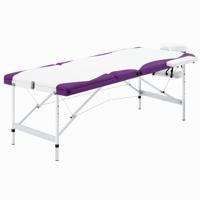 VidaXL Massagetafel inklapbaar 3 zones aluminium wit en paars - thumbnail