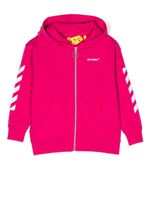 Off-White Kids hoodie zippé Arrows à rayures - Rose