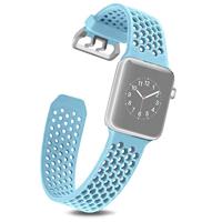 By Qubix - Bandje met gaatjes - Lichtblauw - Compatible met Apple Watch 38mm / 40mm / 41mm / 42mm - Compatible Apple watch bandjes