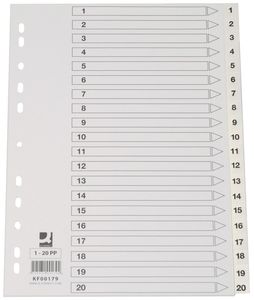 Q-CONNECT tabbladen set 1-20, met indexblad, ft A4, wit