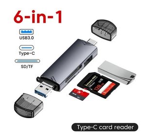 Multifunctionele Usb 3.0 Kaartlezer U Schijf Type C/Micro Usb/Tf/Sd Flitsaandrijving Geheugenkaart Lezing Adapter Telefoon Accessoires , 6 in 1 - donk