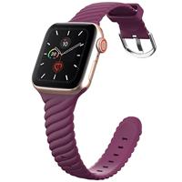 By Qubix - Siliconen 'Twist' bandje - Wijnrood - Compatible met Apple Watch 38mm / 40mm / 41mm / 42mm - Compatible Apple watch bandjes