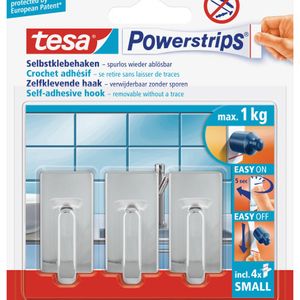 tesa POWERSTRIPS® Zelfklevende haak Small Classic Chroom Inhoud: 3 stuk(s)