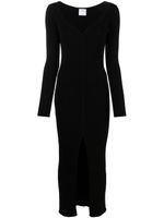 Courrèges robe longue en maille nervurée - Noir