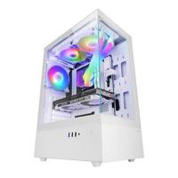MARS GAMING MC-XO, Gaming Behuizing ATX, Dubbel Ramloss Gehard Glas op 90°, 12cm FRGB Ventilator, SIDECOOL Koelsysteem, Mid-Tower PC met Dubbele Kamerstructuur, Ruime Interne Capaciteit, Wit
