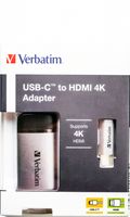 Verbatim 49143 USB-C Adapter [1x USB-C stekker - 1x HDMI-bus] Zilver (mat) 0.10 m - thumbnail