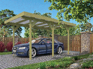 Tuindeco | Carport Enkel/Aanbouw 500 x 300 met PVC Dakplaten | Groen Geïmpregneerd