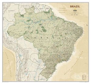 Wandkaart Brazil - Brazillië Antiek, 104 x 97 cm | National Geographic