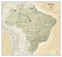 Wandkaart Brazil - Brazillië Antiek, 104 x 97 cm | National Geographic - thumbnail