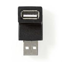 NEDIS USB-A Adapter | USB 2.0 | USB-A stekker | USB-A aansluiting | 480 Mbps | Rond | Vernikkeld | PVC | Zwart | Box
