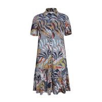 Yoek gebloemde blousejurk donkerblauw/rood/geel