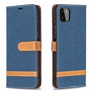 Samsung Galaxy S21 hoesje - Bookcase - Pasjeshouder - Portemonnee - Vintage - Stof - Kunstleer - Donkerblauw