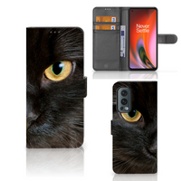 OnePlus Nord 2 5G Telefoonhoesje met Pasjes Zwarte Kat - thumbnail