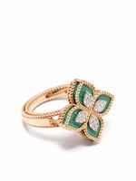 Roberto Coin bague Princess Flower en or rose 18ct ornée de diamants et de malachite - thumbnail