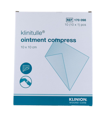 Klinion Klinutelle Zalfkompres 10x10cm Klinion Klinutelle Zalfkompres 10x10cm