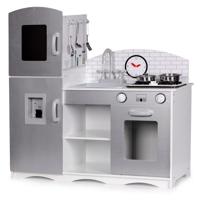 Viking Choice  Houten kinderkeuken zilvergrijs XXL 82x30x86 cm met kookgerei