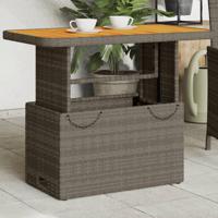 Tuintafel 90x55x71 cm poly rattan en acaciahout grijs - thumbnail