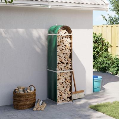 Haardhoutopslag 40x45x170 cm gegalvaniseerd staal groen