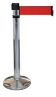 Verchroomde paal standaard basis - riem 4 m/100 mm rood