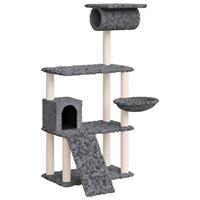 Kattenmeubel met sisal krabpalen 131 cm donkergrijs