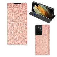 Samsung Galaxy S21 Ultra Hoesje met Magneet Pattern Orange