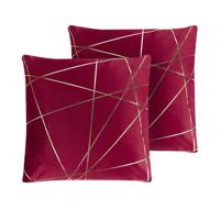 Beliani - PINUS - Sierkussen set van 2 - Rood - 45 x 45 cm - Fluweel - thumbnail