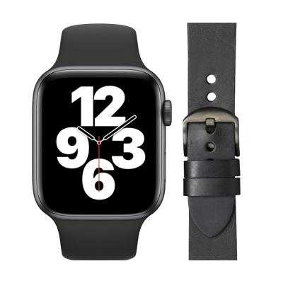 Apple Watch SE 44mm Space Gray Zwart Bandje + DBramante1928 Leren Bandje Zwart/Space Gray Apple Watch SE 44mm Space Gray Zwart Bandje + DBramante1928 Leren Bandje Zwart/Space Gray
