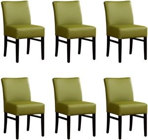 Set van 6 Groene leren landelijke eetkamerstoelen Hold - Toledo Leer Apple Green (groen leer)