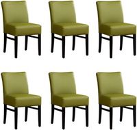 Set van 6 Groene leren landelijke eetkamerstoelen Hold - Toledo Leer Apple Green (groen leer) - thumbnail